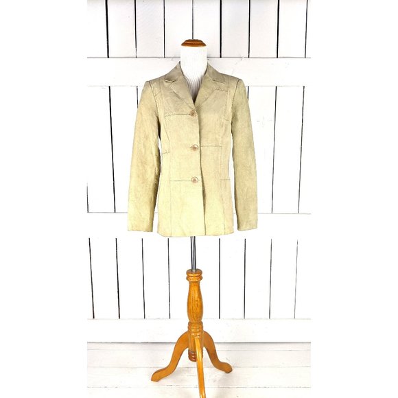 Caslon tan suede leather patchwork blazer jacket small - Picture 1 of 6